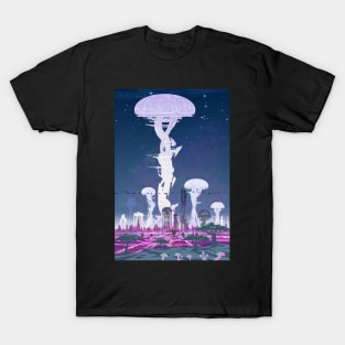 Cyberpunk City Towers - Regrowth T-Shirt